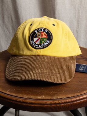 POLO RALPH LAUREN Yellow Cookie Crest Hat Brown Corduroy Brim